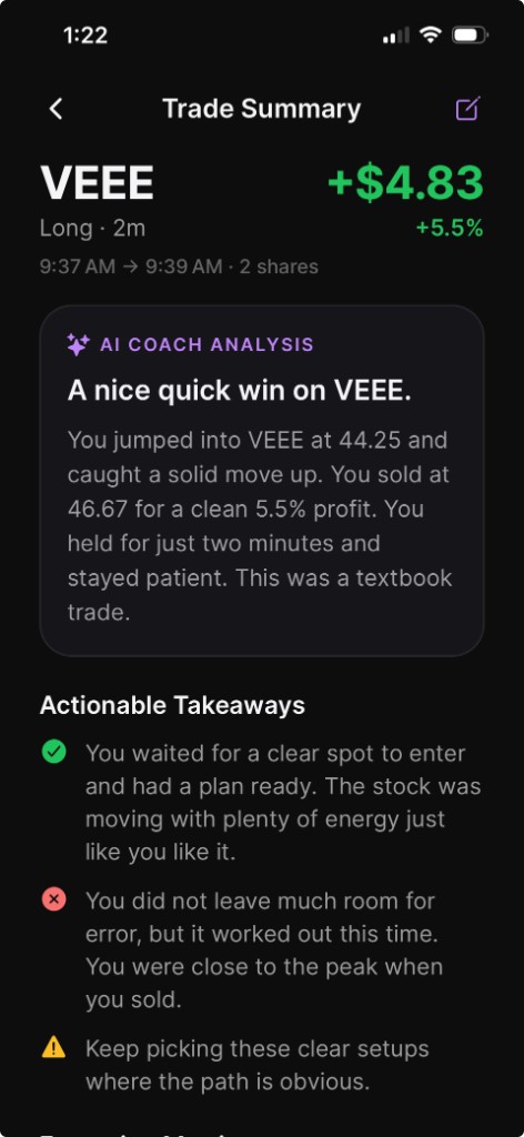 Post Trade Labs — Trade Summary with AI coach